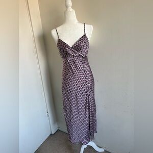 Zara Pink and Black Patterned Midi Dress